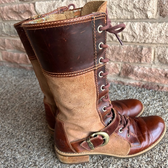 Timberland Earthkeeper Bethel Mid lace Boots size 9 Brown Distressed Leather - Picture 6 of 12